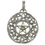 将图像加载到图库查看器中， 925 Silver Pentagram Pendant with Green Gemstone | Women's Necklace
