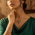 将图像加载到图库查看器中， 925 Sterling Silver Celtic Knot Pendant | Red Gemstone | Women's Jewelry
