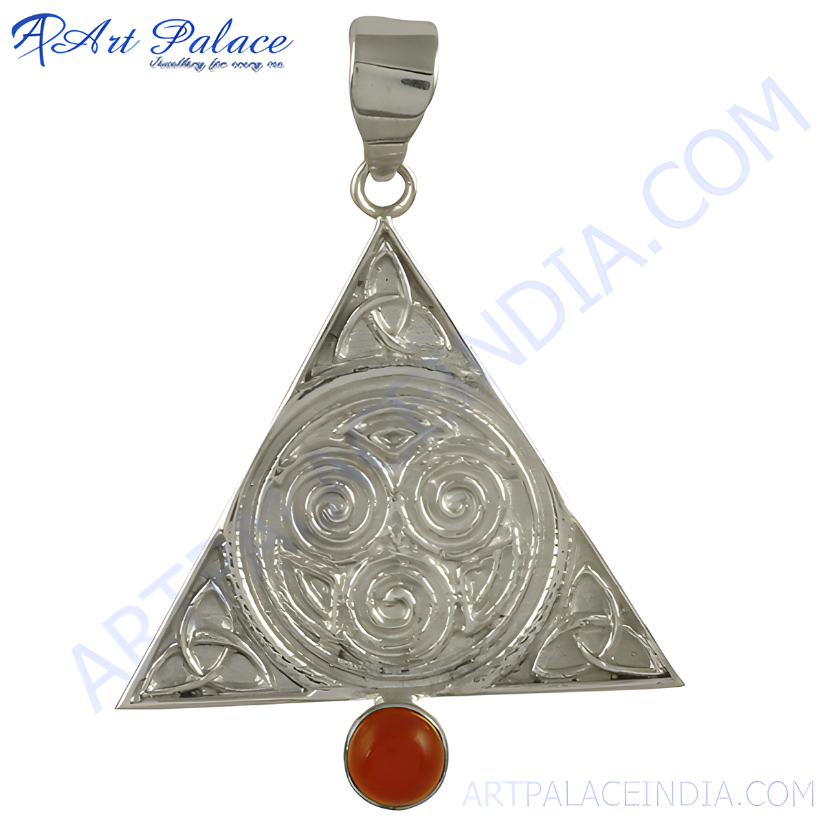 Sterling silver celtic knot pendant with a carnelian gemstone, a unique and eye catching design