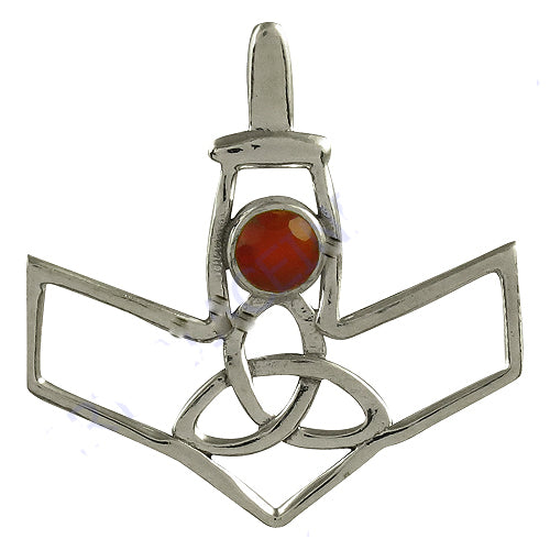 925 Silver Celtic Pendant with Red Gemstone for Women