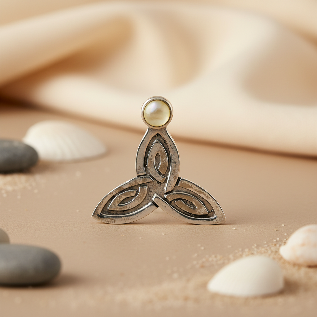 Silver Celtic Knot Pendant with Gemstone | Gift for Her