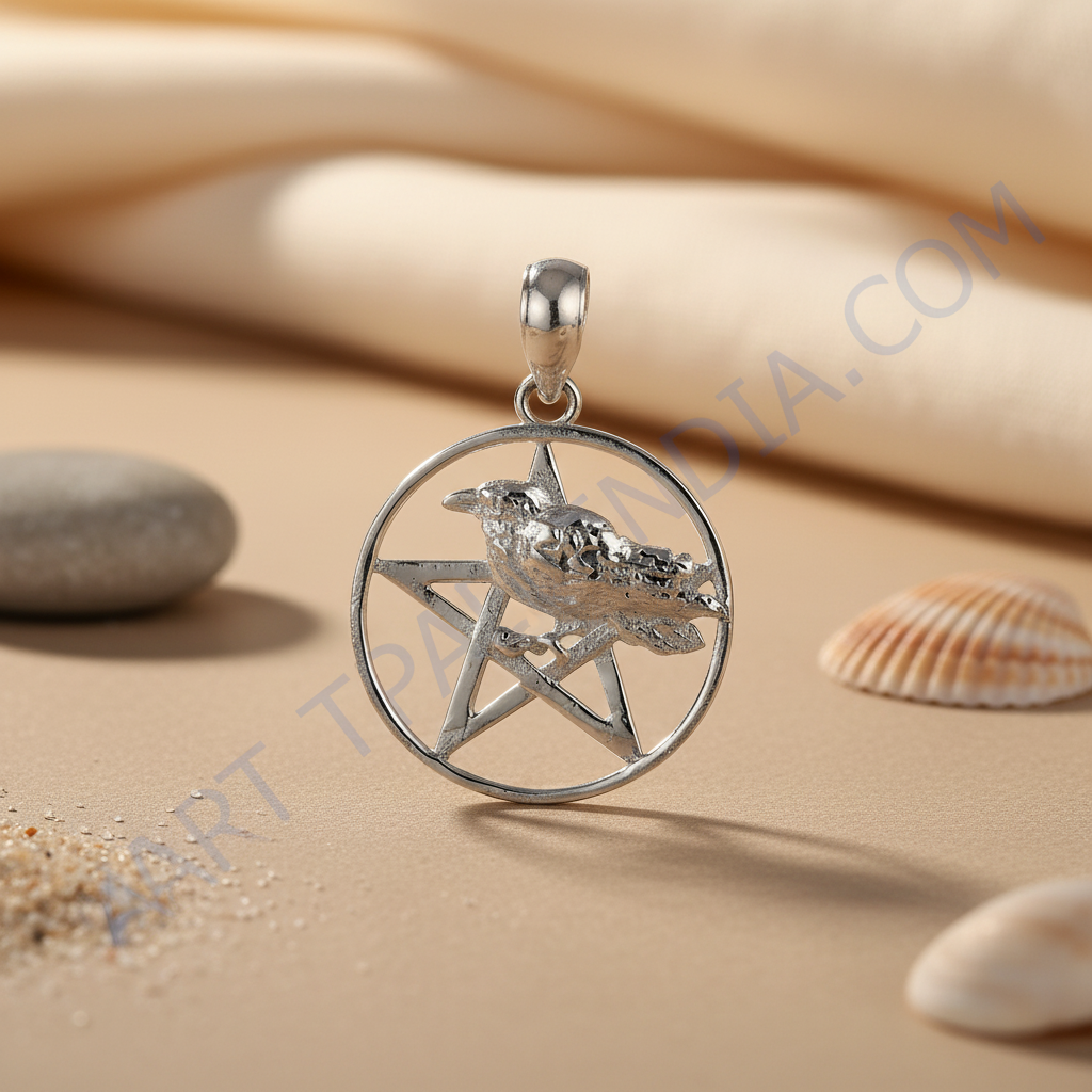925 Silver Raven Pentagram Pendant for Women | Gothic Jewelry