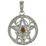 将图像加载到图库查看器中， 925 Silver Pentagram Deer Pendant | Green Gemstone Jewelry
