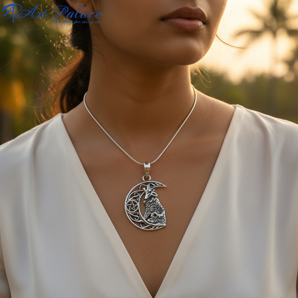 925 Silver Crescent Moon Pendant Necklace for Women | Gift