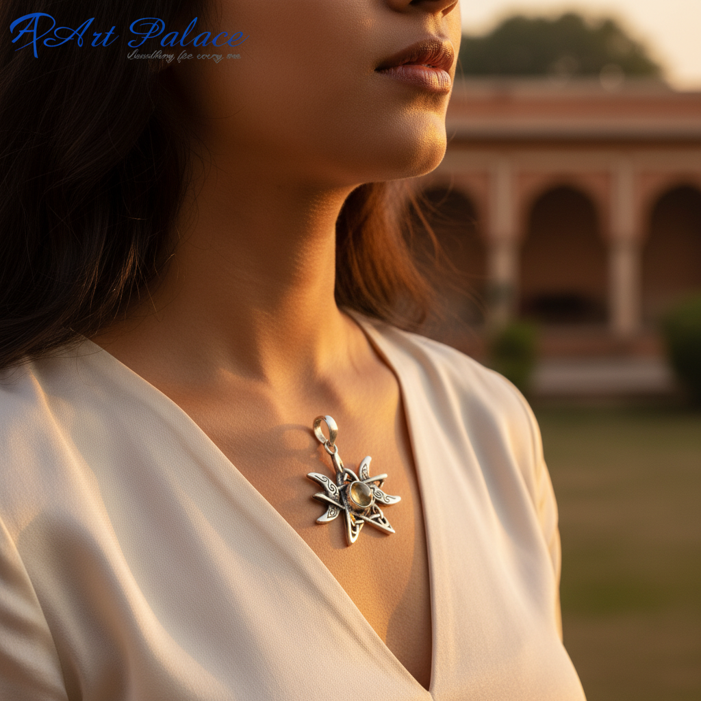 925 Silver Celtic Sun Pendant for Women | Gemstone Jewelry