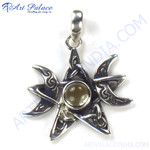 Load image into Gallery viewer, 925 sterling silver Celtic sun pendant with a central gemstone, perfect for women.
