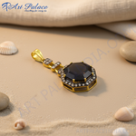 将图像加载到图库查看器中， 女士金色八角形烟晶吊坠项链
