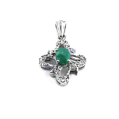Emerald cross pendant | 925 sterling silver necklace | women's gift