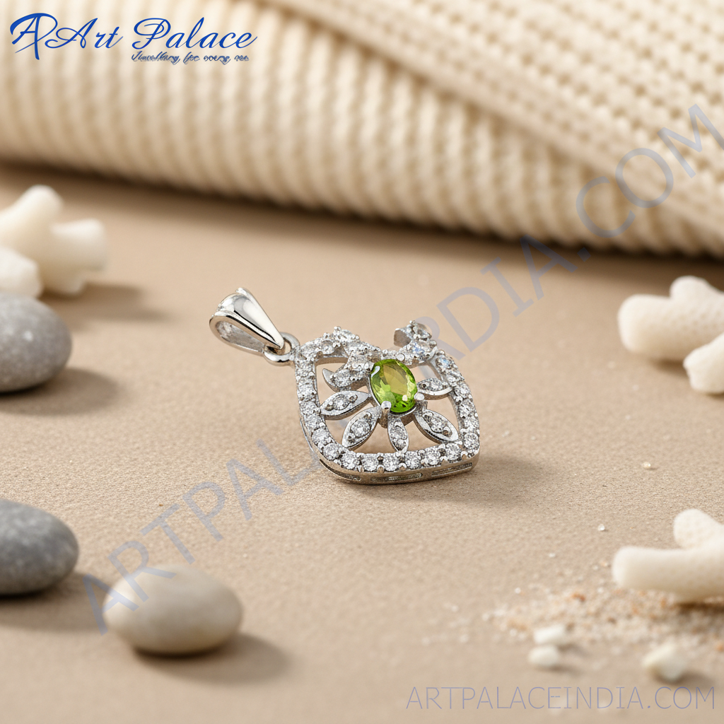 925 Silver Peridot Pendant for Women | Gemstone Jewelry