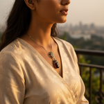 Load image into Gallery viewer, 925 Silver &amp; Garnet Pendant | Marcasite Accents | For Women
