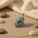 Load image into Gallery viewer, 925 Silver Turquoise Marcasite Pendant for Women | Art Deco Jewelry

