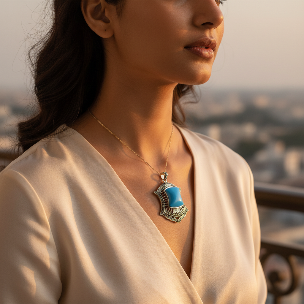 925纯银绿松石吊坠（女士款）| 玛瑙石首饰