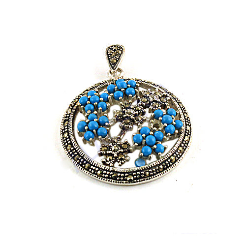 925 Silver Blue Turquoise Pendant for Women | Daily Wear Gift