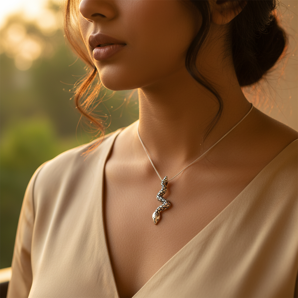 Colgante de serpiente de plata 925 | charm de plata de ley para mujer