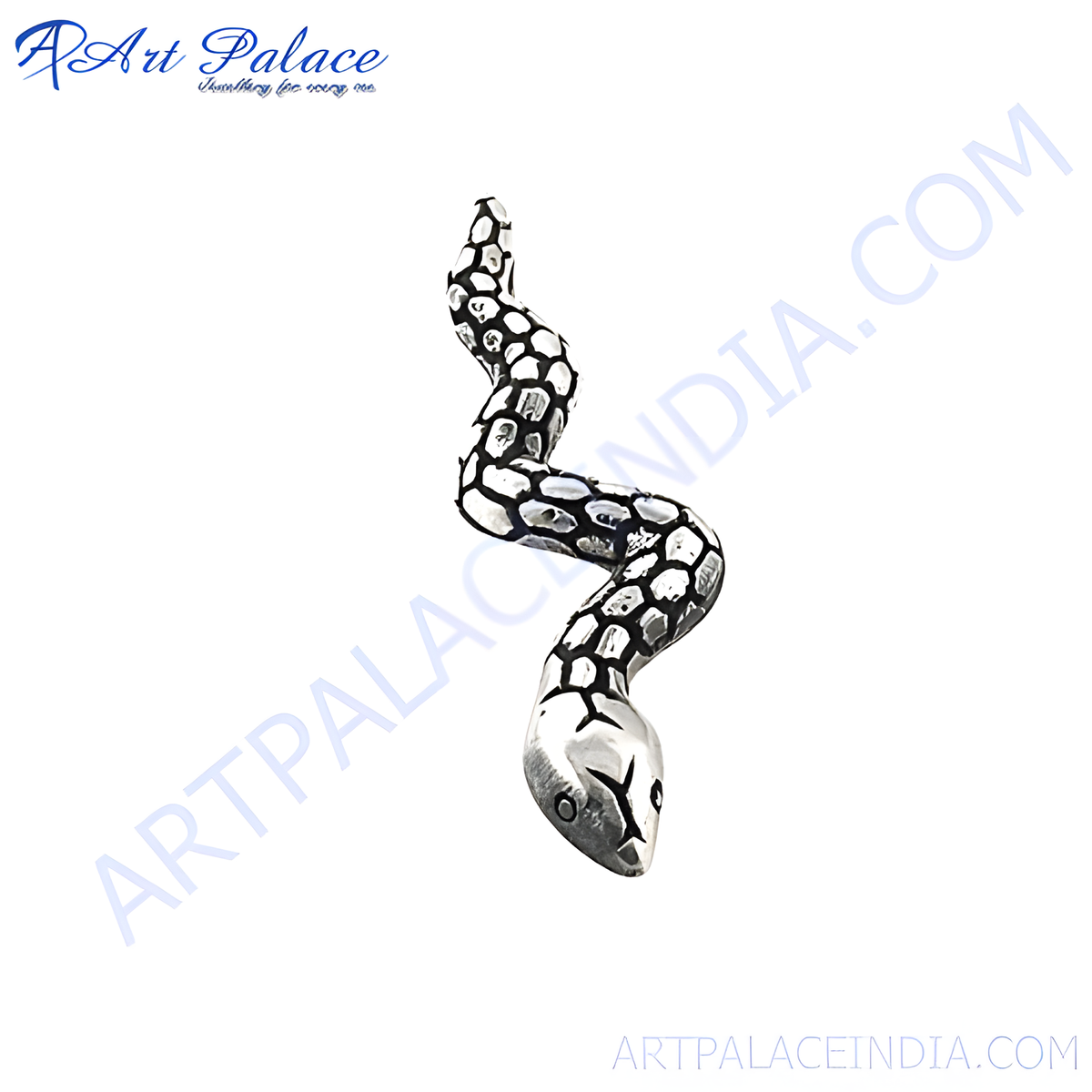 Sterling silver snake pendant with detailed scales, a stylish charm for necklaces and bracelets