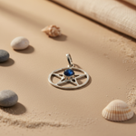 将图像加载到图库查看器中， 925 Silver Pentagram Pendant with Black Stone | Witchcraft Jewelry
