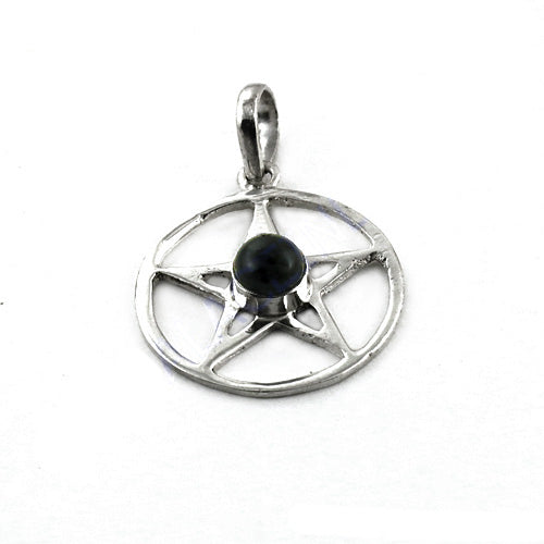 925 Silver Pentagram Pendant with Black Stone | Witchcraft Jewelry