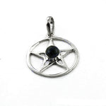 将图像加载到图库查看器中， 925 Silver Pentagram Pendant with Black Stone | Witchcraft Jewelry
