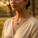 Load image into Gallery viewer, 925 Silver Dragon Pendant with Green Gem | Unique Jewelry for Men
