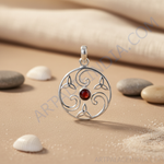 Load image into Gallery viewer, 925 Silver Celtic Pendant with Garnet | Women's Jewelry Gift
