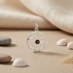 Load image into Gallery viewer, 925 Silver Celtic Pendant with Garnet | Women's Jewelry Gift
