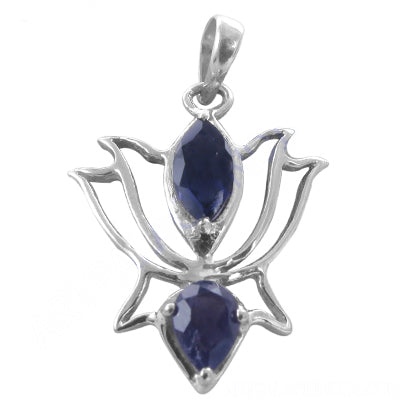 925 Silver Iolite Lotus Pendant Necklace | Women's Jewelry Gift
