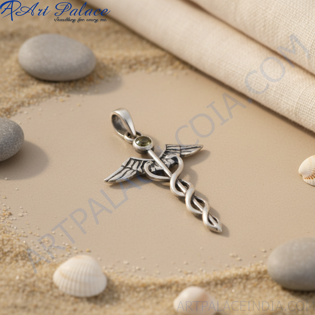 925 Silver Caduceus Pendant for Women | Medical Jewelry Gift