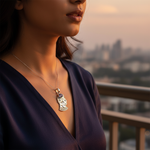 Load image into Gallery viewer, 925 Silver Egyptian Cat Pendant with Blue Gemstone | Women's Gift
