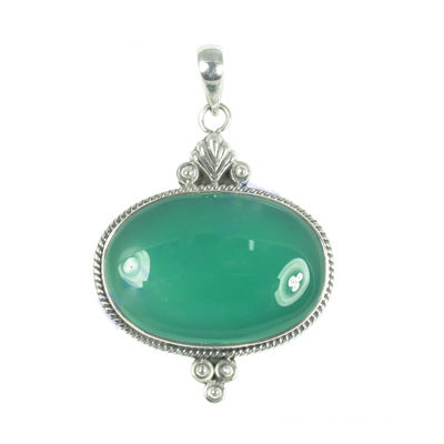 925 Silver Green Onyx Pendant for Women | Gemstone Jewelry