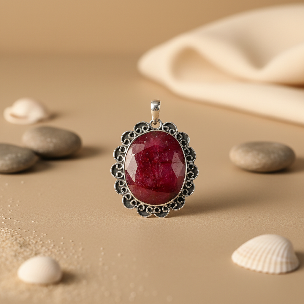 925 Silver Ruby Pendant for Women | Gemstone Jewelry