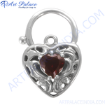 Load image into Gallery viewer, 925 sterling silver heart-shaped pendant with a heart-shaped garnet gemstone, perfect for women's jewelry gifts.
