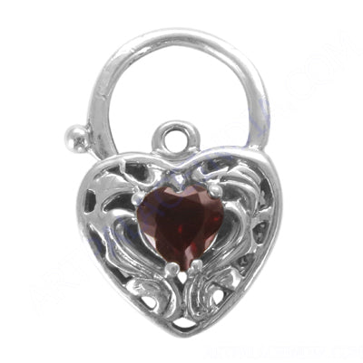 925 Silver Heart Shape Pendant with Garnet | Women's Jewelry Gift