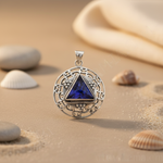 Load image into Gallery viewer, 925 Silver Blue Gemstone Pendant for Women | Triangle Jewelry
