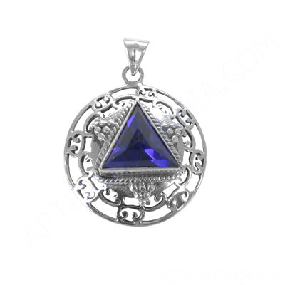 925 Silver Blue Gemstone Pendant for Women | Triangle Jewelry