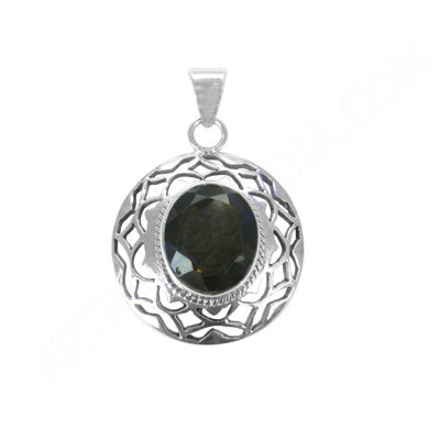 925 Silver Green Gemstone Pendant | Oval Cut | For Women