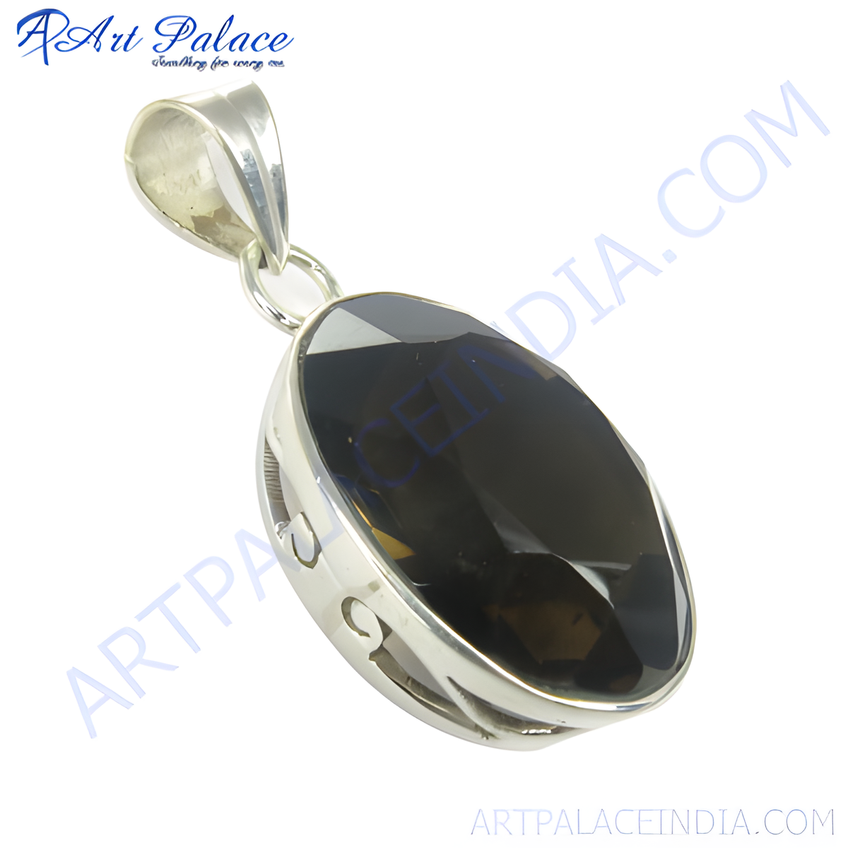 925 sterling silver pendant with a large, faceted smoky quartz gemstone, perfect for daily wear