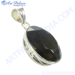 将图像加载到图库查看器中， 925 sterling silver pendant with a large, faceted smoky quartz gemstone, perfect for daily wear.
