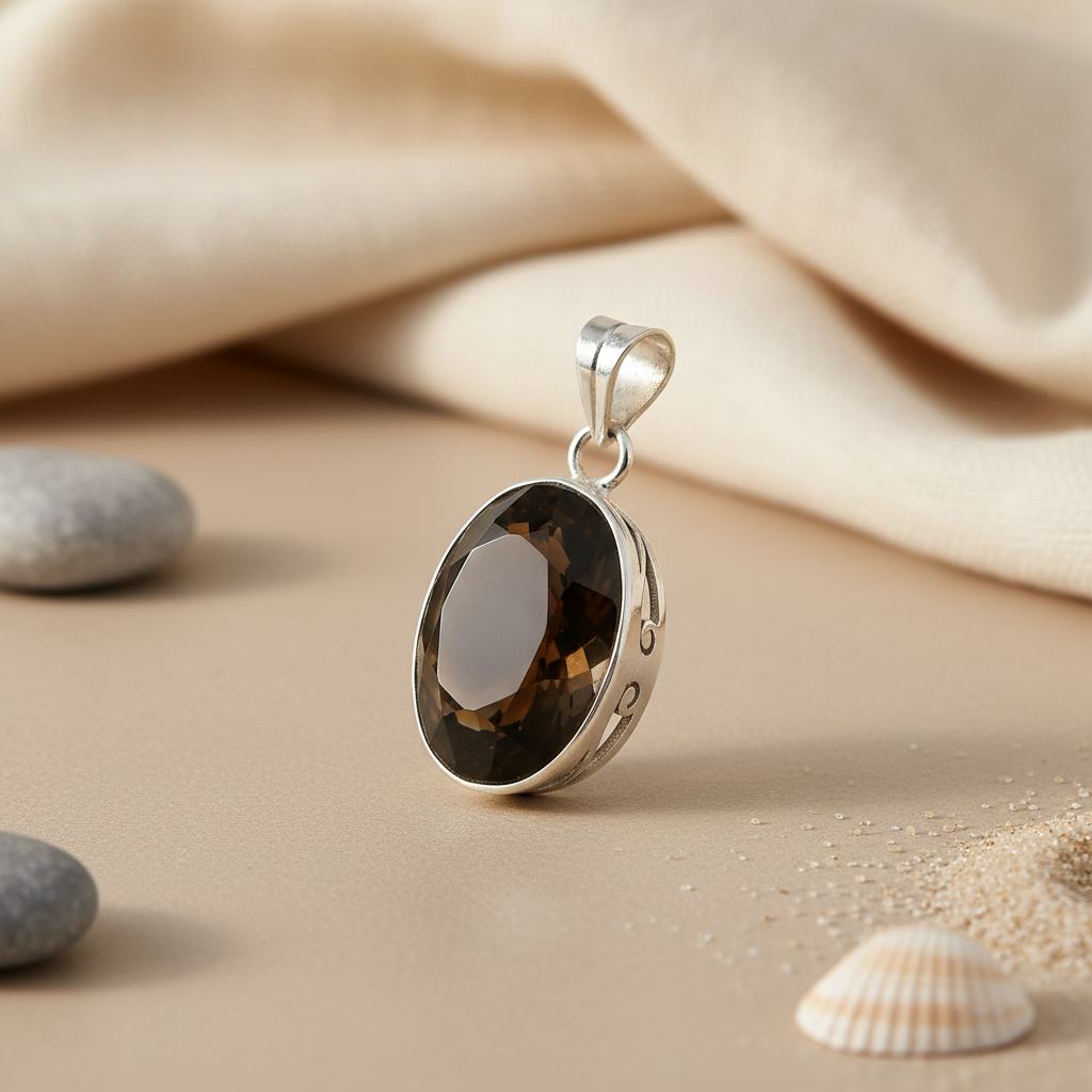 925 Silver Smoky Quartz Pendant for Women | Gemstone Jewelry