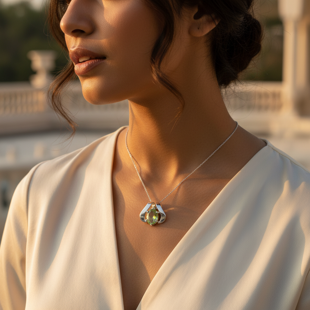 925 Silver Peridot Pendant for Women | Gemstone Jewelry