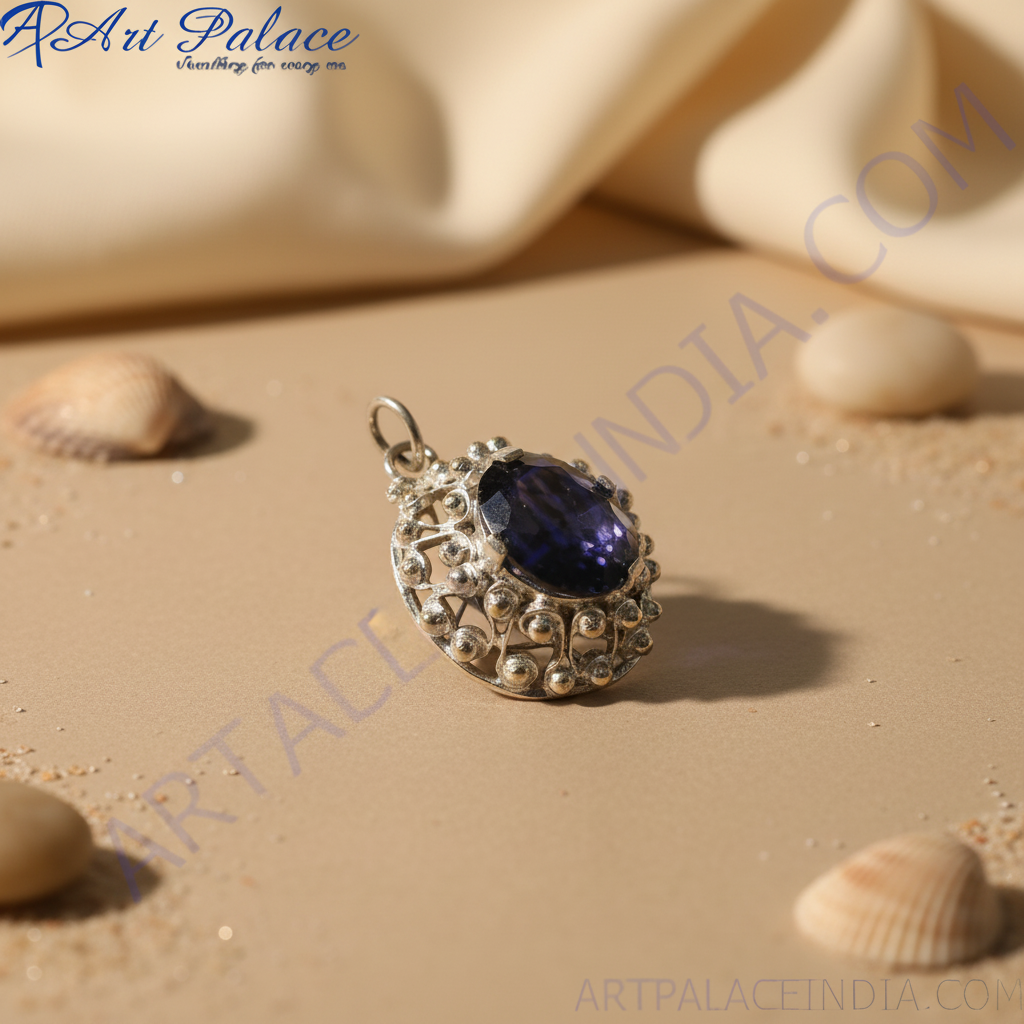 Colgante de plata con piedra preciosa azul para mujer | Art Palace Jewelry