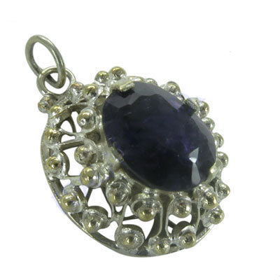 Silver pendant with blue gemstone for women | art palace jewelry