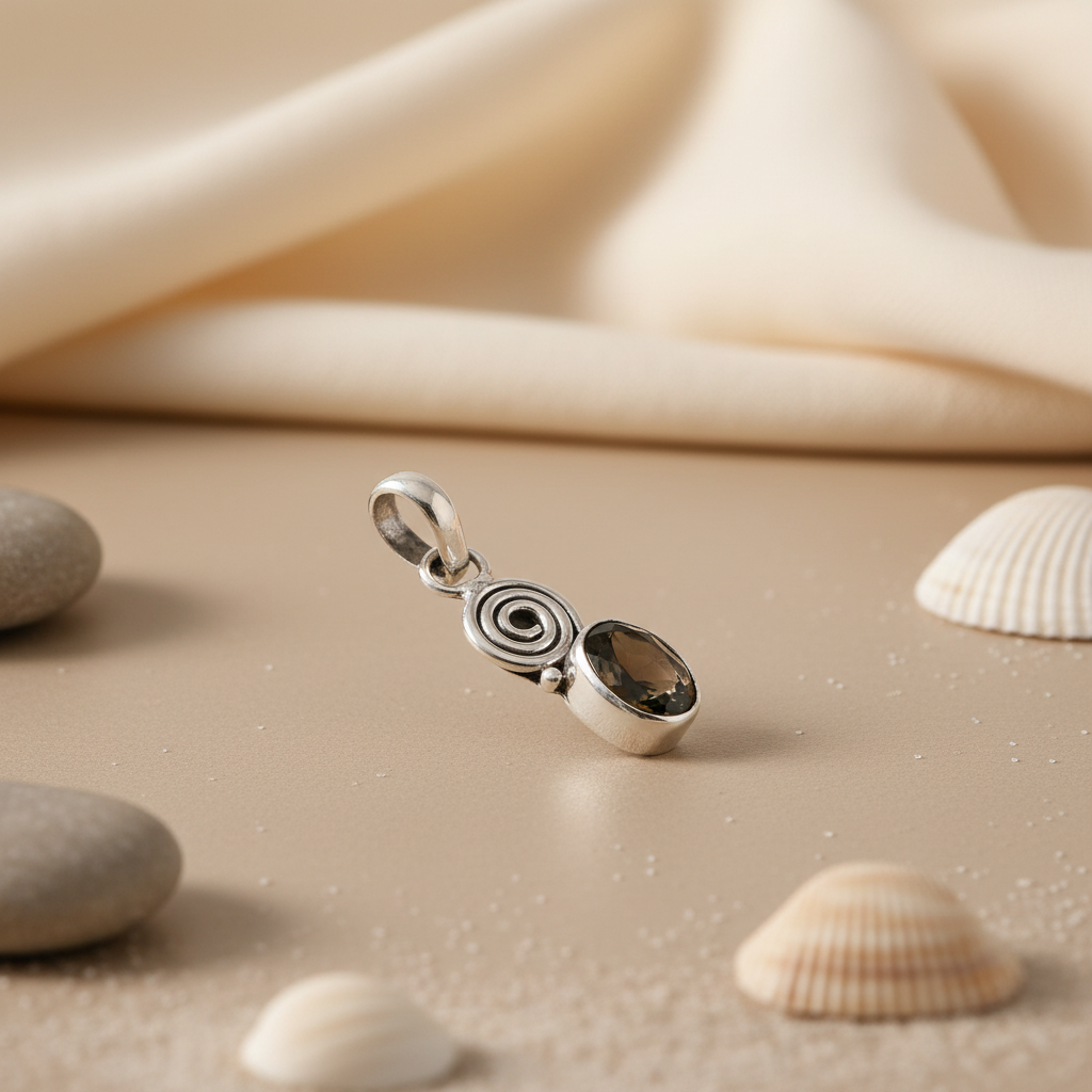 925 Silver Smoky Quartz Pendant for Women | Gemstone Jewelry