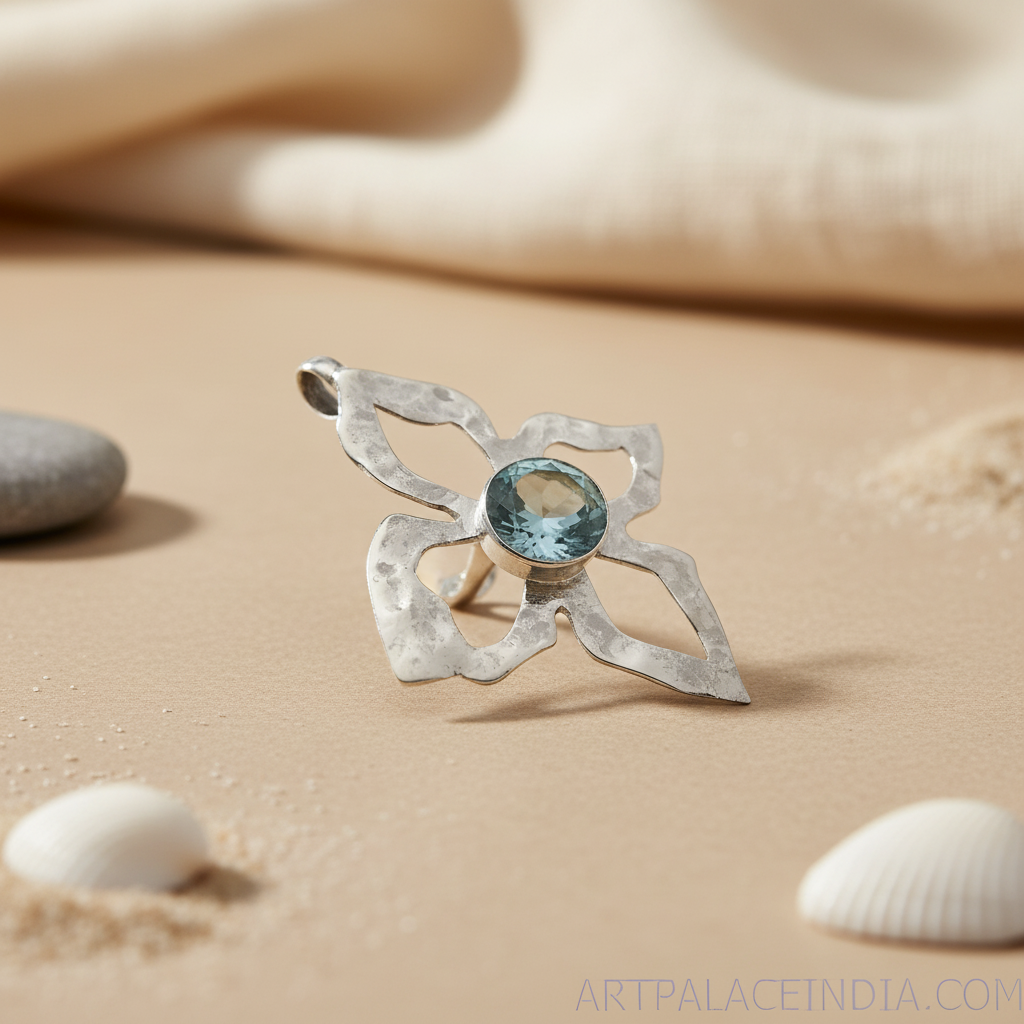 925 silver blue topaz pendant necklace for women | gift