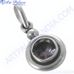 Load image into Gallery viewer, 925 sterling silver amethyst pendant with a round, light purple gemstone, perfect for necklace.
