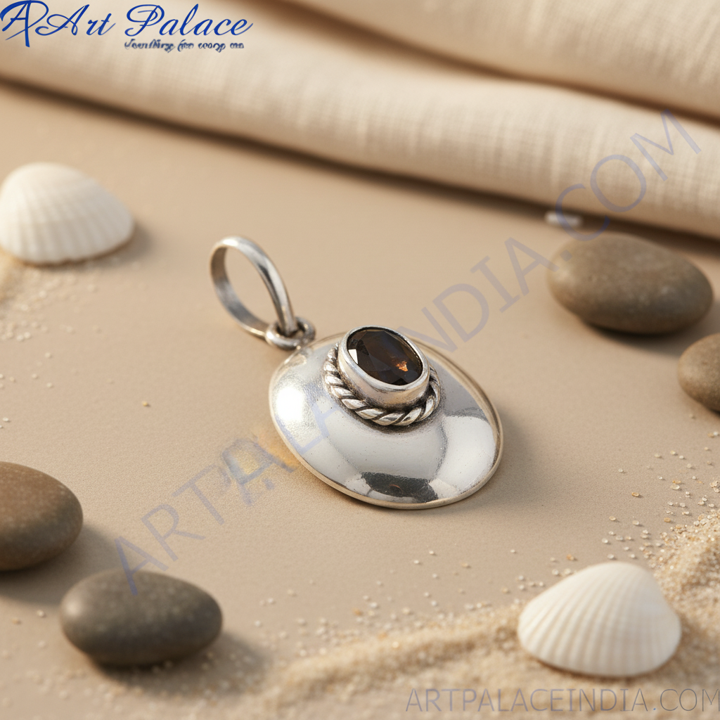 925 Silver Black Gemstone Pendant Necklace for Women