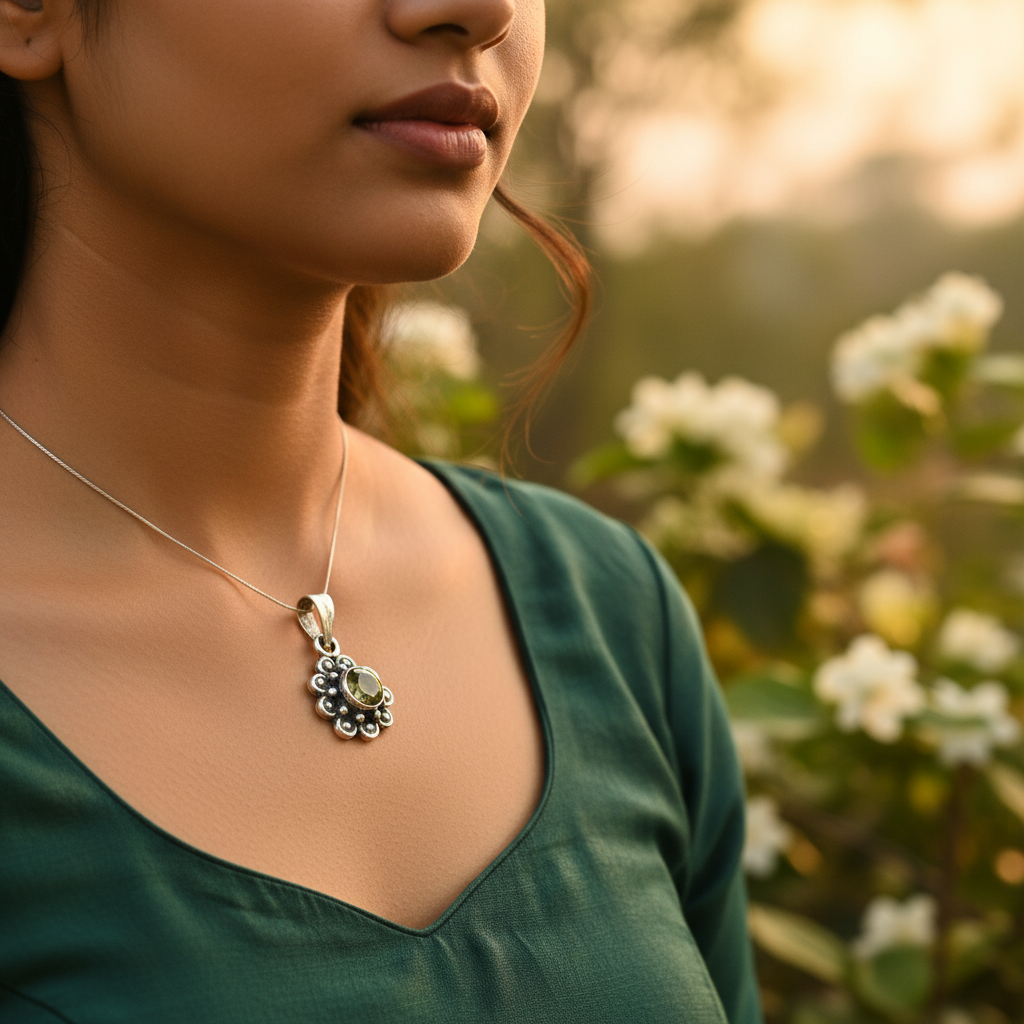 925 Silver Peridot Pendant for Women | Gemstone Jewelry