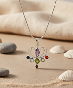 Load image into Gallery viewer, 925 Silver Chakra Lotus Pendant Necklace for Women | Yoga Gift
