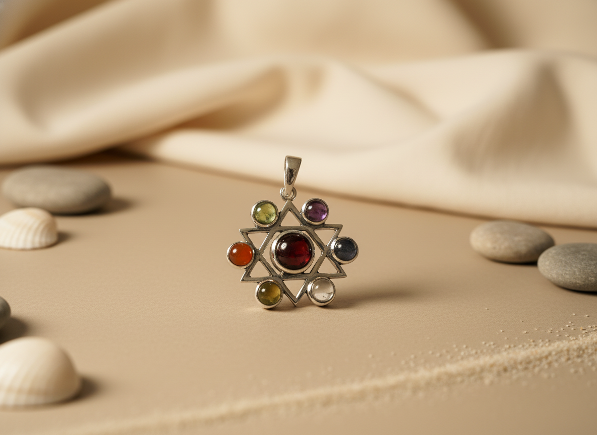 925 silver chakra pendant necklace | gemstone jewelry for women