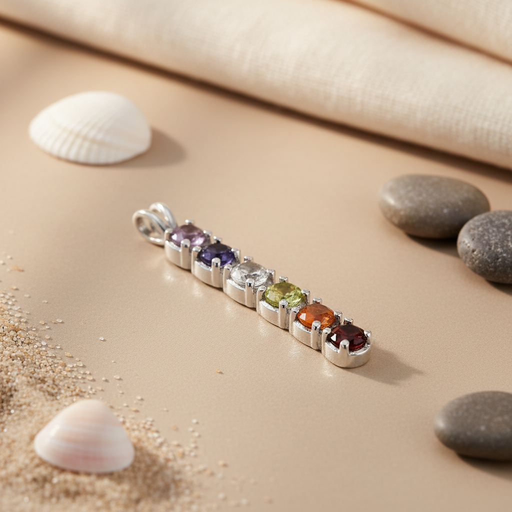 925 Silver Chakra Pendant Necklace | Gemstone Jewelry for Women