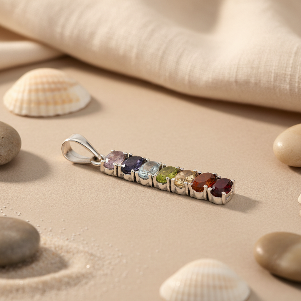 925 Silver Chakra Gemstone Pendant for Women | Energy Healing Jewelry